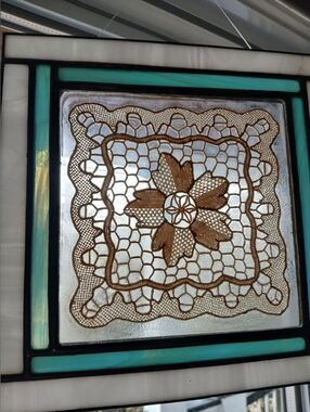 Stained Glass with Crocheted Doiley